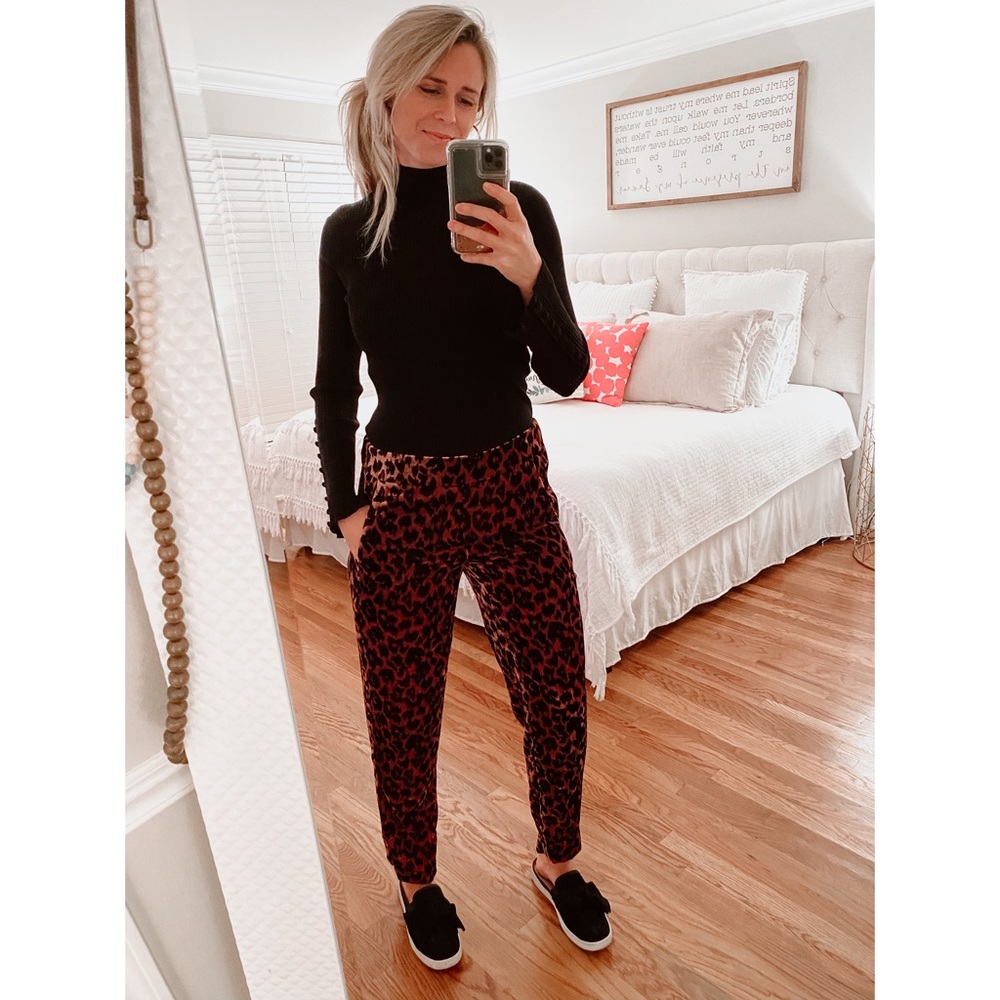 J Crew Velvet Leopard Print Pants